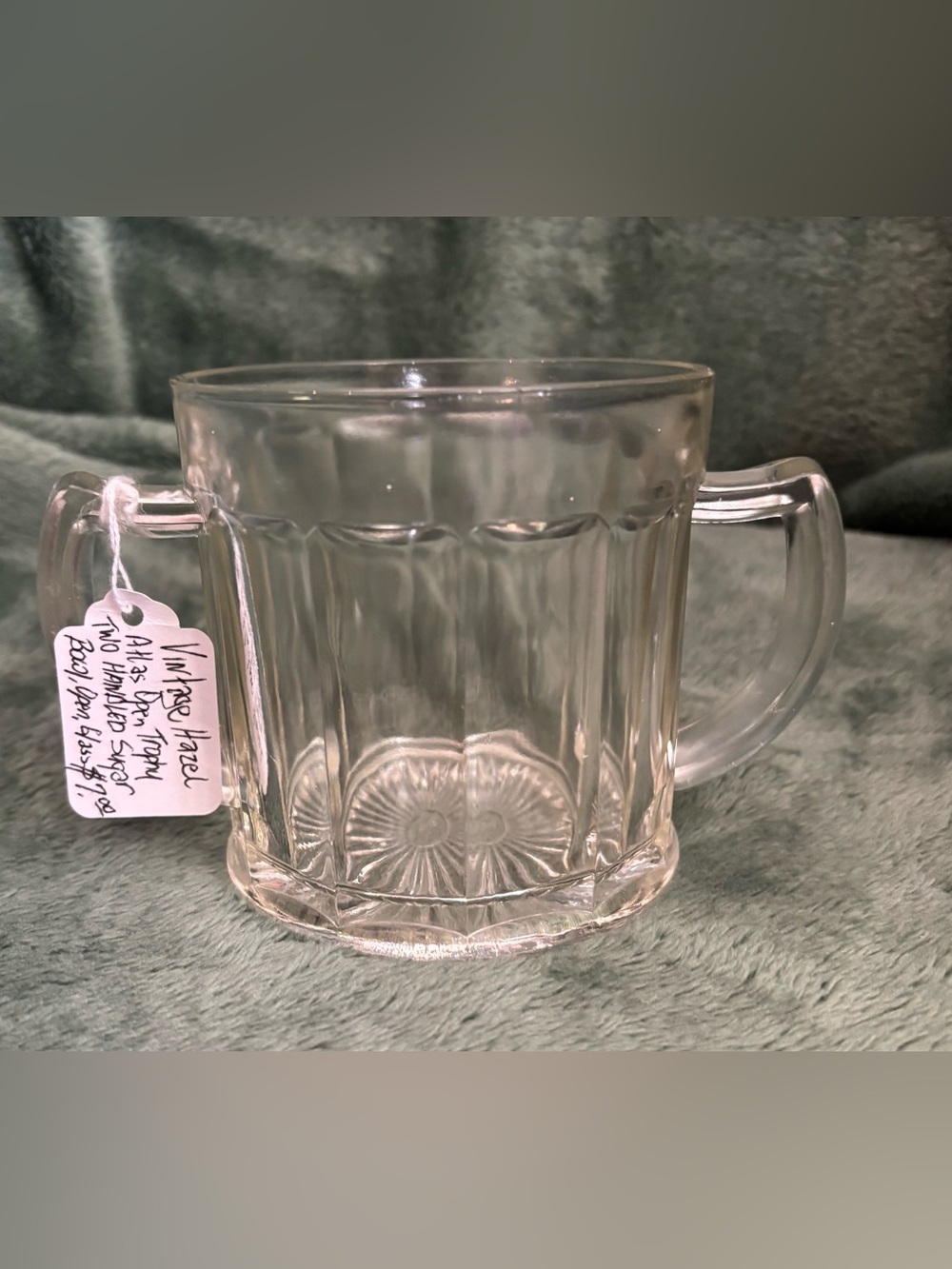 Vintage Hazel Atlas Clear Glass Double-Handle Mug - Clear (G005)